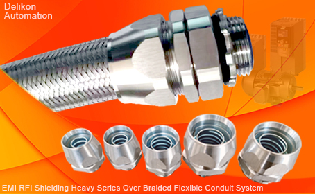 Delikon EMI RFI shielding Heavy Series Over Braided Flexible Conduit and Heavy Series Connector are designed for steel mill, metal industry, oil and gas industry, Refineries and Petrochemical industry, automotive industry automation control cable shielding and protection. Electric Flexible Conduit,Liquid Tight Conduit, Heavy Series Over Braided Flexible Conduit, Heavy Series Connector,Stainless Steel Flexible Conduit,Liquid Tight Conduit,Stainless Steel Connector,Conduit Fittings,EV wiring