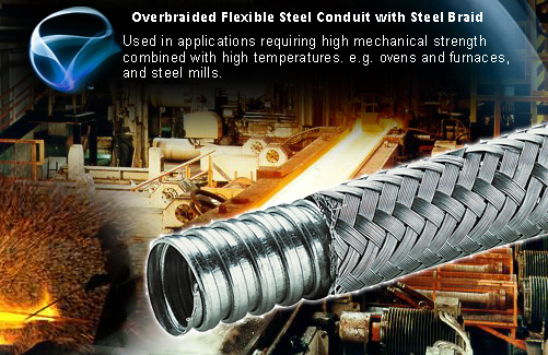 Overbraided Flexible Steel Conduit For High Temperature Wiring